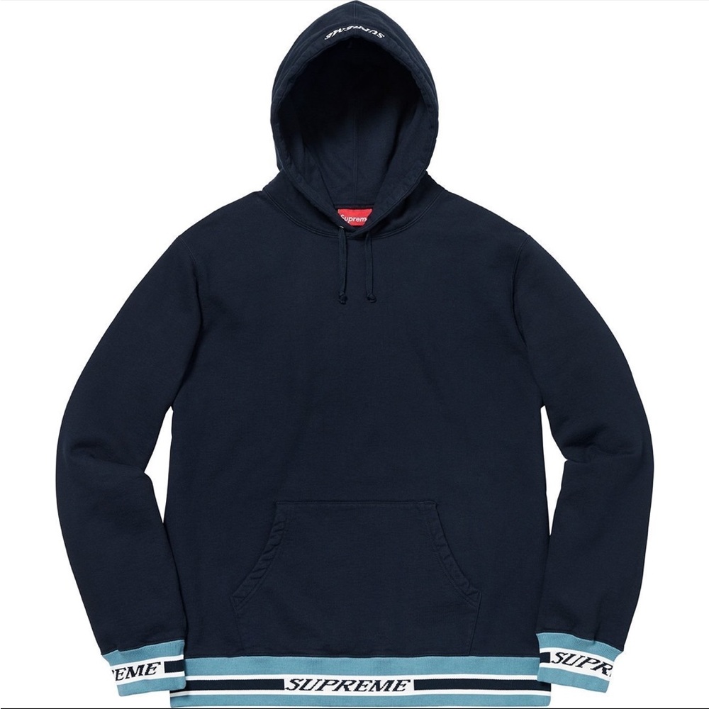 Supreme Striped Rib Hoodie Navy